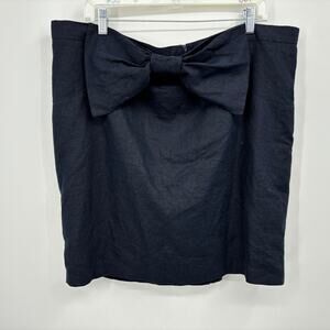 ASOS Bow Front Mini Skirt Plus Size 16 Navy Blue Linen Blend